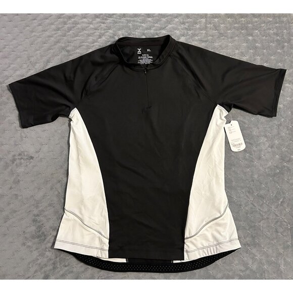 Xersion Women's Quick-Dri Black & White Cycling Shirt XL with Back Pockets NWT - Picture 1 of 10